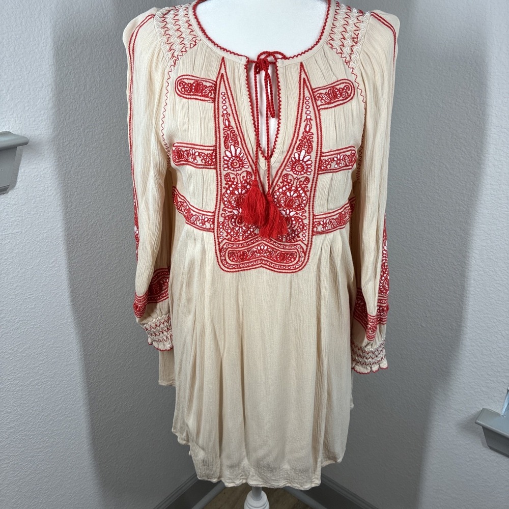 Free People Wind Willow Mini Dress Size XS with Camisole Embroidered Gauzy Boho